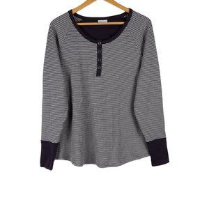 Columbia Henley Striped Women's Long Sleeve Thermal Button Front Size La…